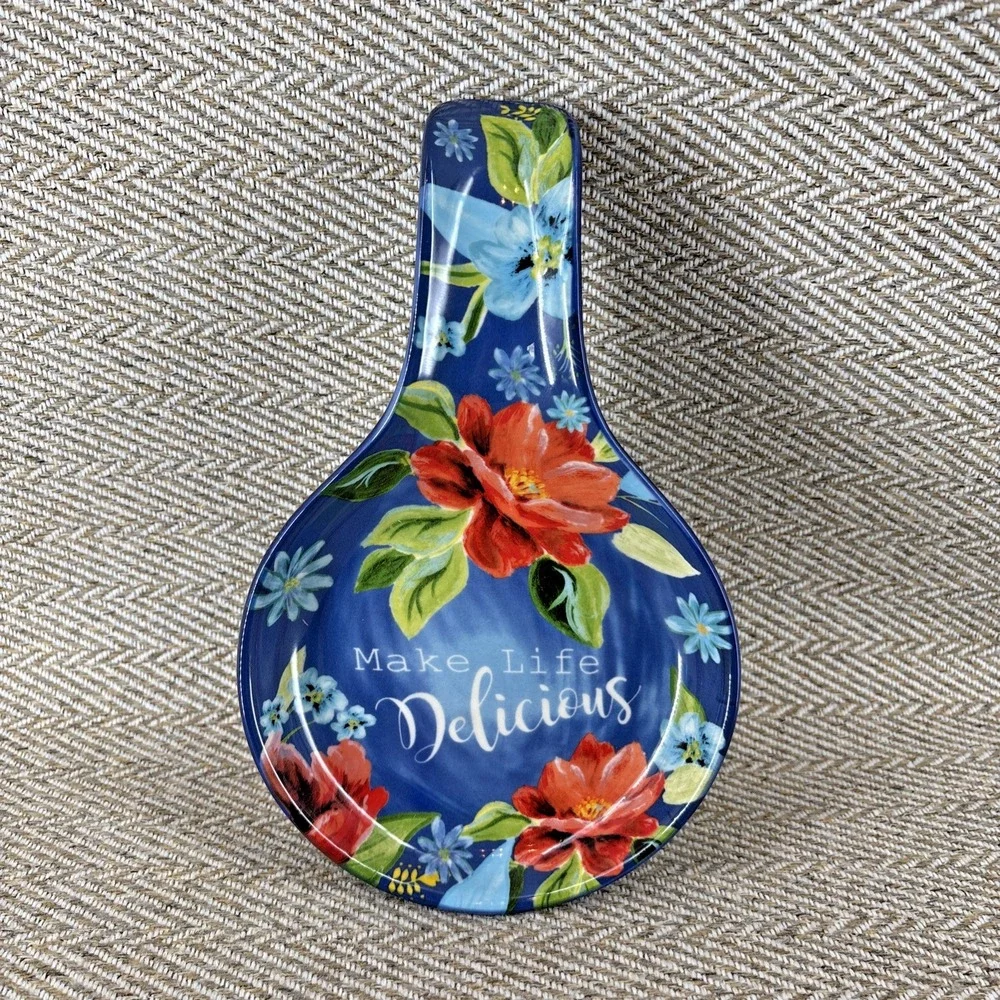 Pioneer Woman Spring Bouquet Spoon Rest Blue Floral Make Life Delicious